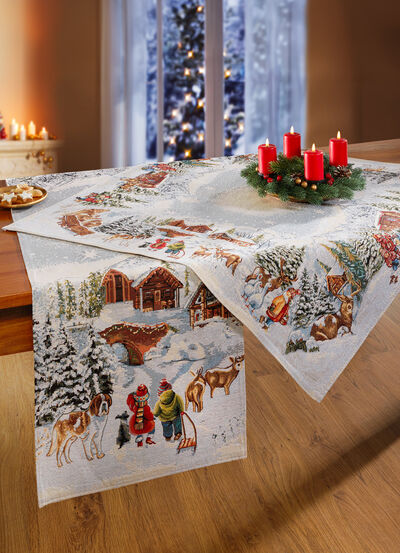 Wintertafel- en kamerdecoratie in tapijtkwaliteit 