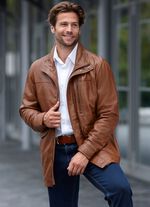 Leren jack met dubbele zakken 