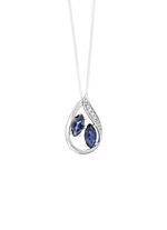 Elegantie in druppelvorm: hanger met saffier en 4 diamanten 