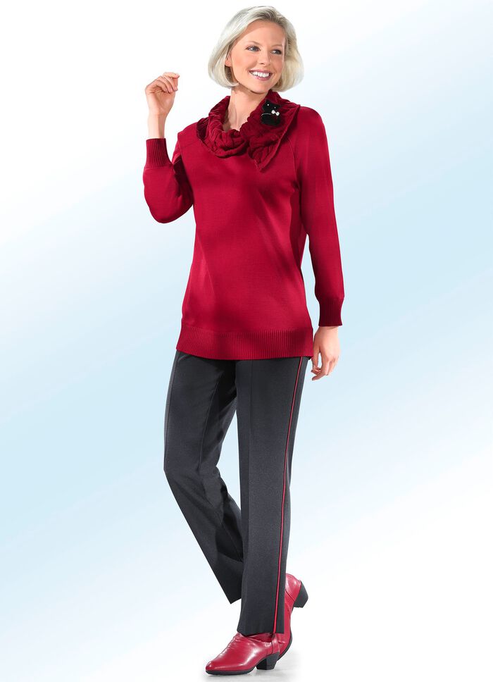 Broek met trendy contrastbiezen 