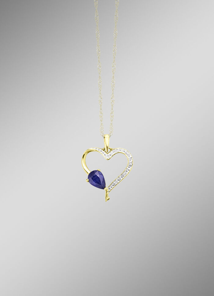 Hartvormige hanger met echte saffier 