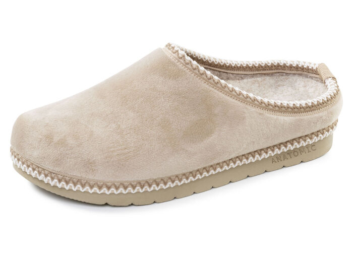 Laurina, klassieke damespantoffels, breedte G, met patroonrand BEIGE
