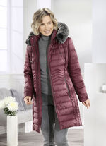 Korte jas met longitudinale quilting aan de zijkanten KASTANJE