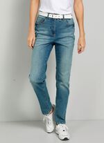 Jeans met studs langs de zijnaad 