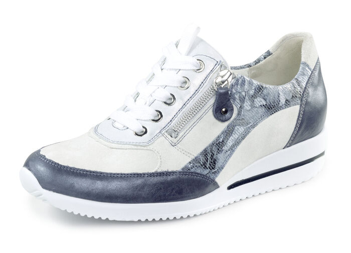 Waldläufer sneakers van een fijne leermix JEANS-NATURWEISS