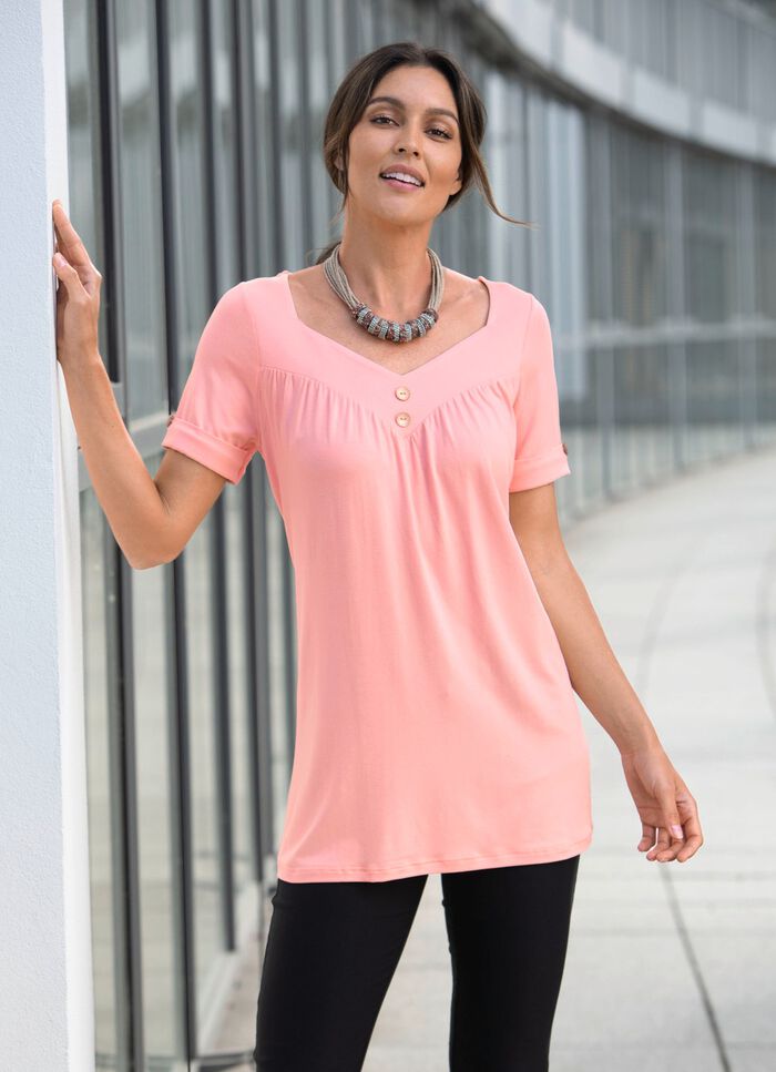 V-hals tuniek in 2 kleuren ROSÉ