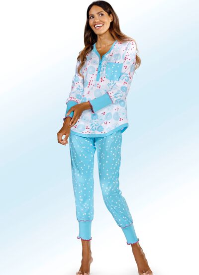 Pyjama met manchetten en knoopsluiting 