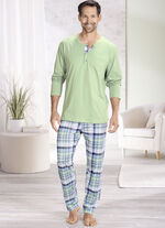 Pyjama met knoopsluiting en open manchetten 