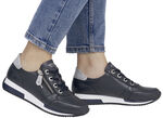 Remonte sneakers met veters en glinsterende zilveren contrastrand MARINE