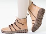 Gemini, trendy dames enkellaarsjes, winterschoenen, breedte G, met uitneembaar voetbed LICHTBEIGE