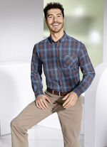 Overhemd met button-downkraag JEANSBLAU-TERRAKOTTA KARIERT