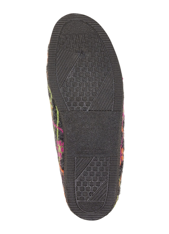 Klittenbandpantoffels met kleurrijk bloemenborduurwerk ANTRACIET-MEERKLEURIG