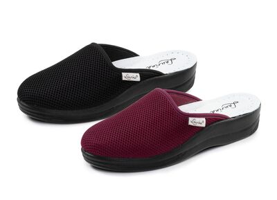 Laurina, duopack, klassieke damespantoffels, breedte G, gemaakt van meshmateriaal 