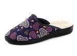 Set van twee gevoerde damespantoffels, breedte H, met textielprint 1X BORDEAUX, 1X MARINE