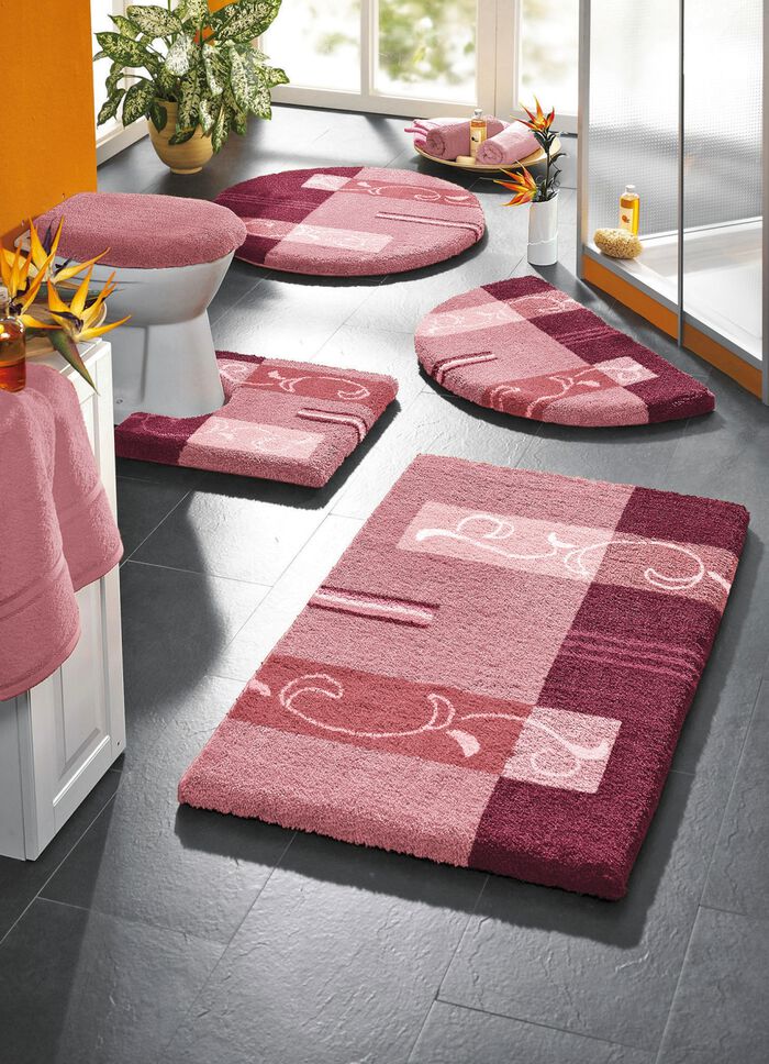Superzachte badmattenset met antislip latex ROSÉ