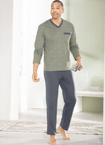Set van twee pyjama's met V-hals en open zomen 