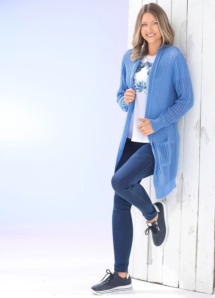 Lang vest in stretchy gestreepte look 