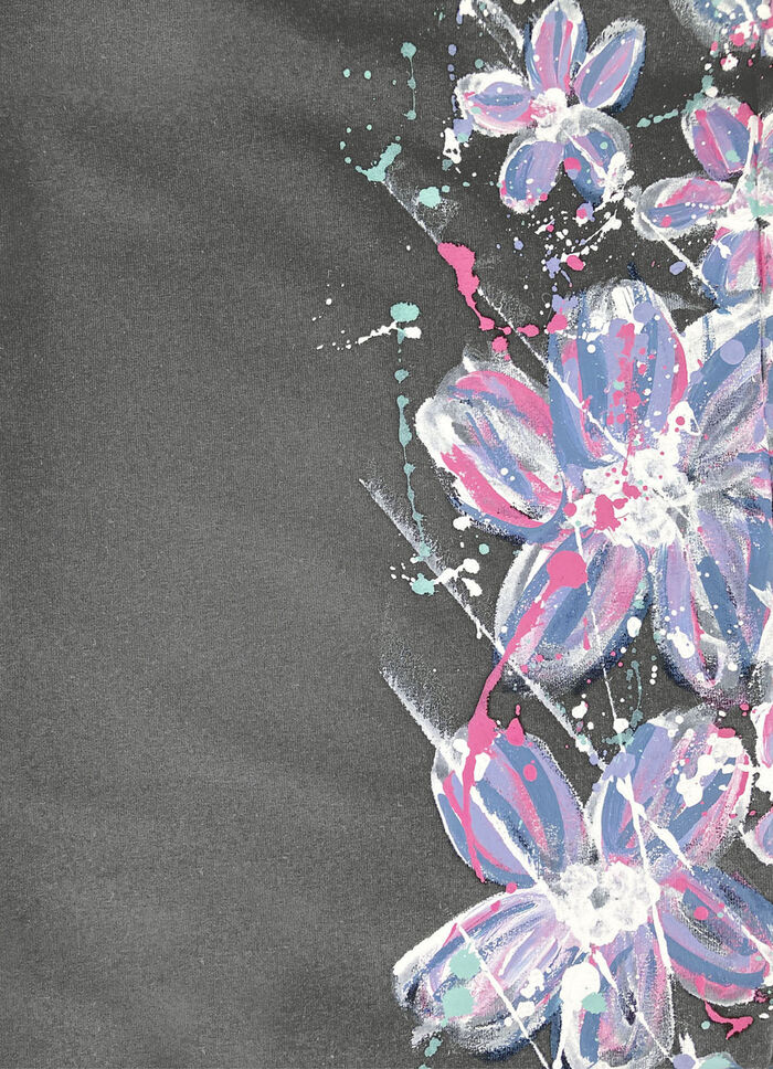 Broek met een geweldig bloemendessin ANTHRAZIT