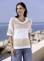 puur katoenen trui BEIGE-WEISS