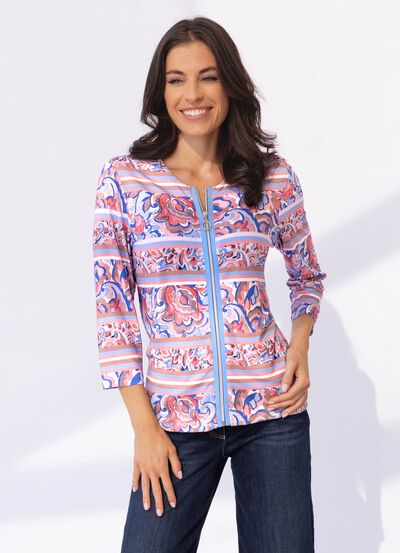 Overhemdjack met doorlopende ritssluiting 