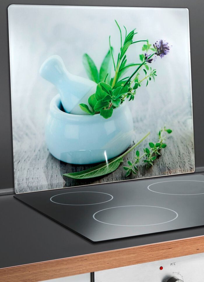 Glazen wandpaneel, kruidentuin 