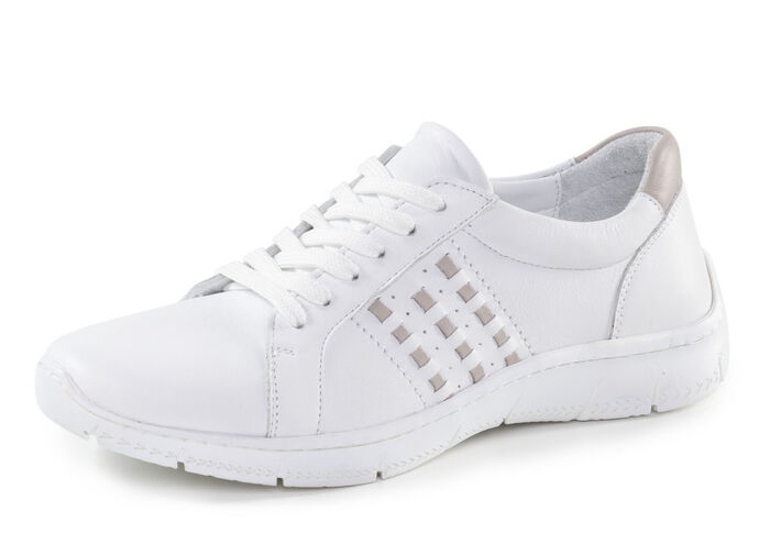 Andrea Conti veterschoen van nappaleer met contrasterende details WIT