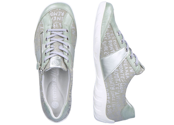 Remonte sneakers met bedrukte rand MINT-ZILVERGRIJS