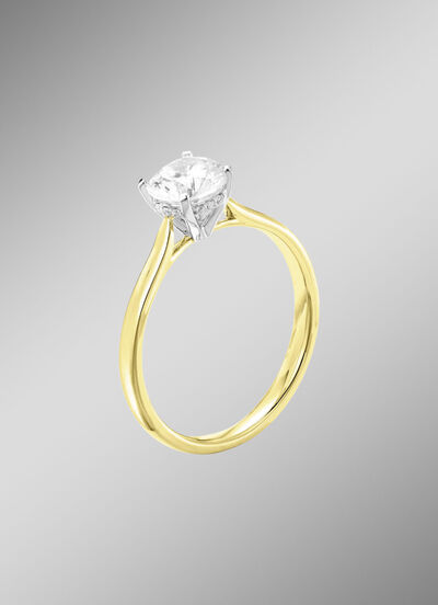Solitaire damesring in bicolor met diamant 