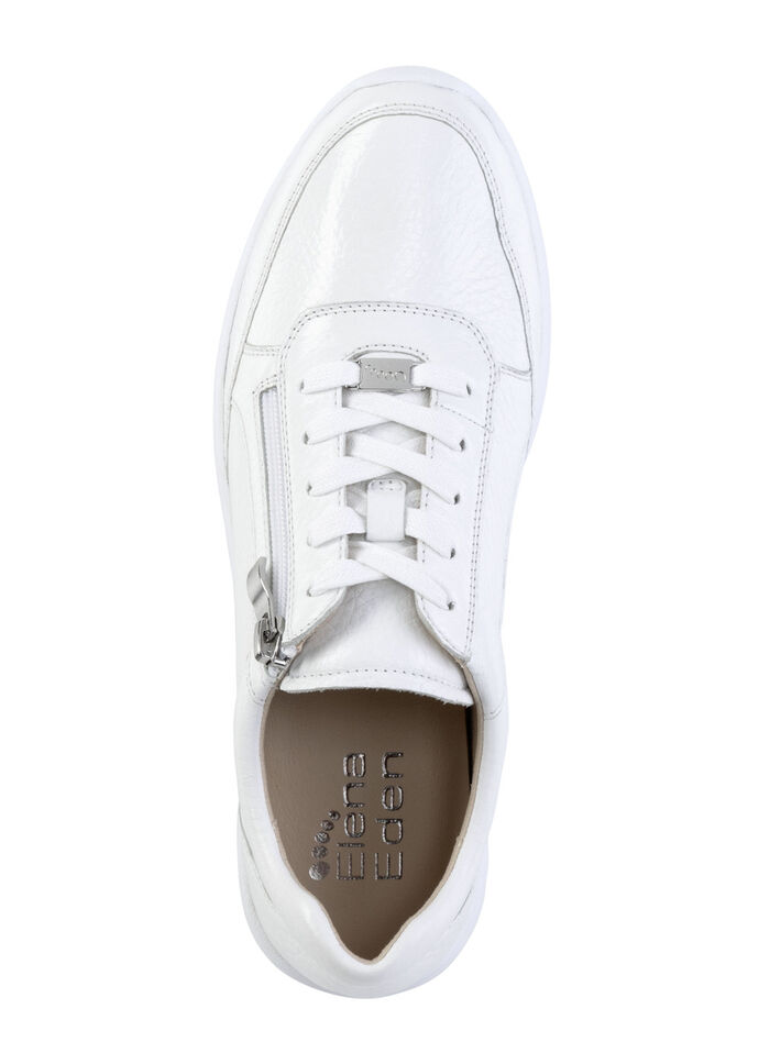 ELENA EDEN sneakers van fijn glanzend, generfd hertennappaleer WEISS