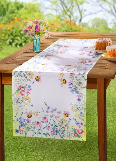 Tafel- en kamerdecoratie met kleurrijke bijen- en bloemenmotieven 