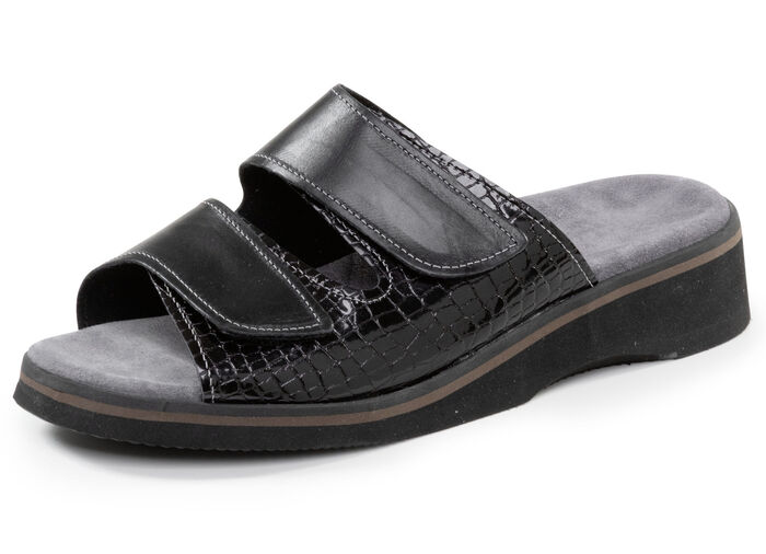 Comfortabele damesmuiltjes, breedte K, met klittenbandsluiting SCHWARZ