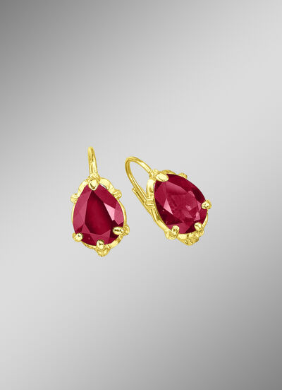 Oorbellen met echte granaten in druppelvorm 