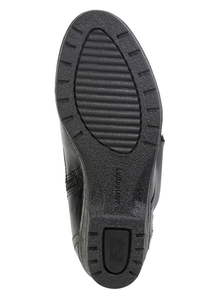 ELENA EDEN enkellaarzen met veters en omslagkraag van lamsleer ZWART