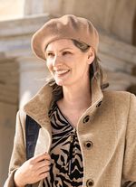 Elegante damesbaret, met gekookte wol KAMEEL