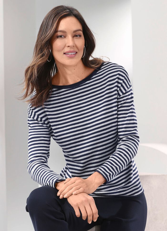 Fijn gebreide trui MARINE ZILVERKLEURIG