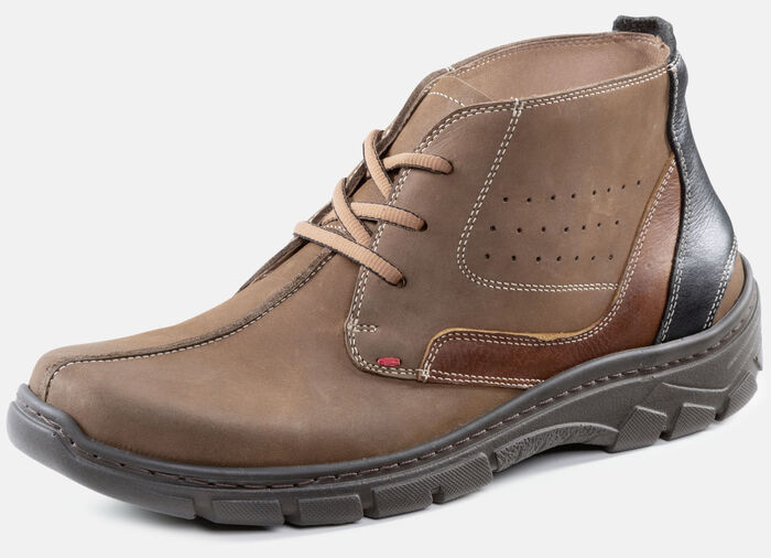 Veterlaars van nubuckleer BRUIN-ZWART