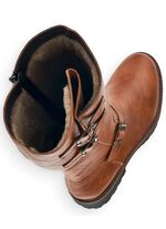 Remonte, gevoerde dameslaarzen, winterschoenen, breedte G, met lamsvacht COGNAC