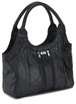 Nappaleer tas met patchwork ZWART