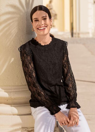 Kanten shirt in 2 kleuren 