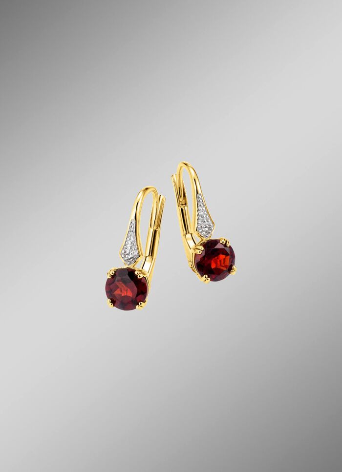 Oorbellen met echte witte topaas en echt granaat 