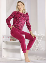Badstof stretch pyjama met ronde hals en manchetten RUBINROT-GRAU-SCHWARZ