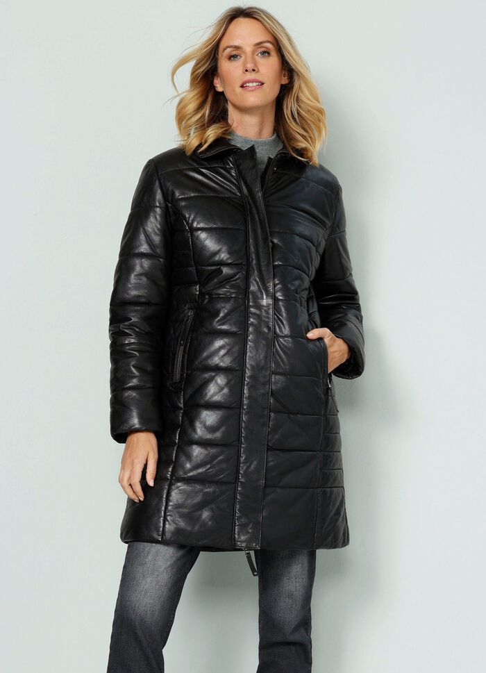 Korte leren jas met binnenzak 