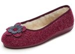 Laurina, warme damespantoffels, met scheerwol BORDEAUX