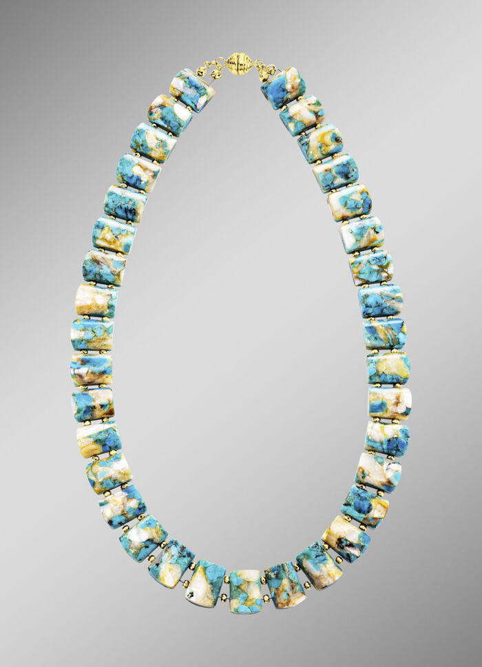 Ketting met bewaard turkoois en bewaard parelmoer 