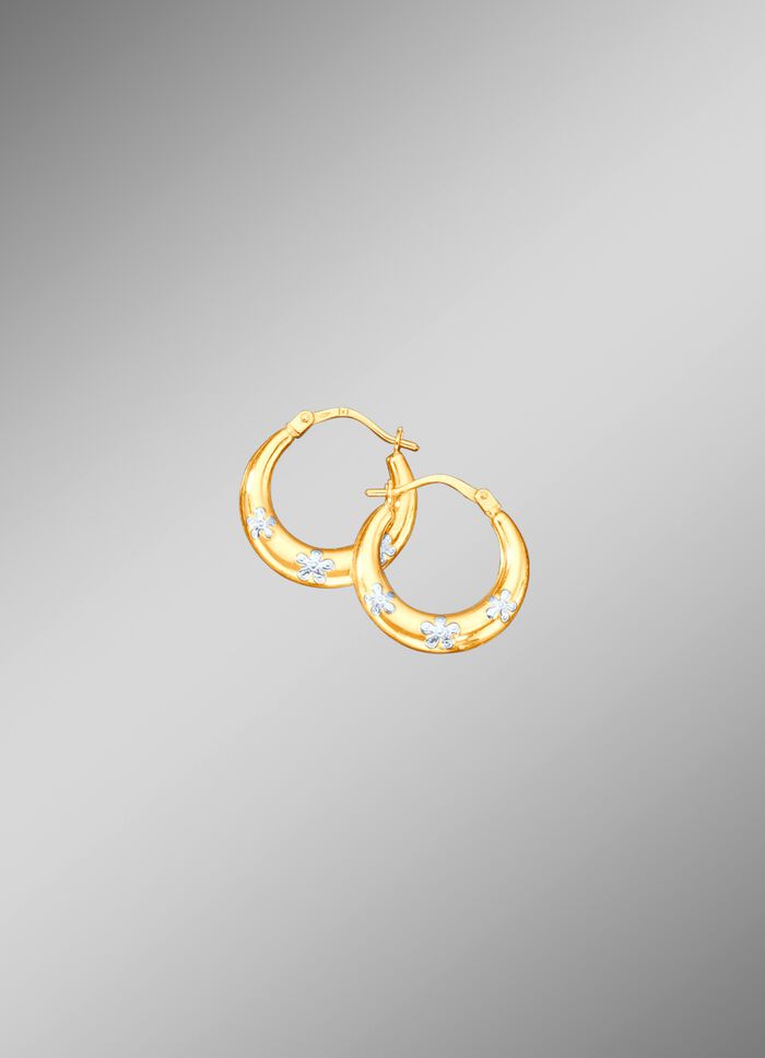 Oorringen met witgouden bloemen 