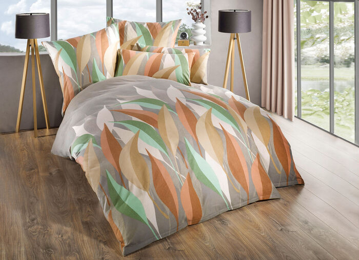 Beddengoedset met bladerdessin 