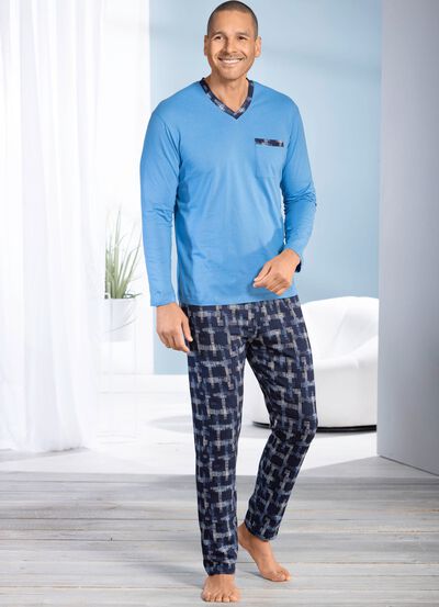 V-hals pyjama met open manchetten 