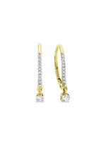 Elegante oorbellen met 2 briljant geslepen diamanten en 18 diamanten 