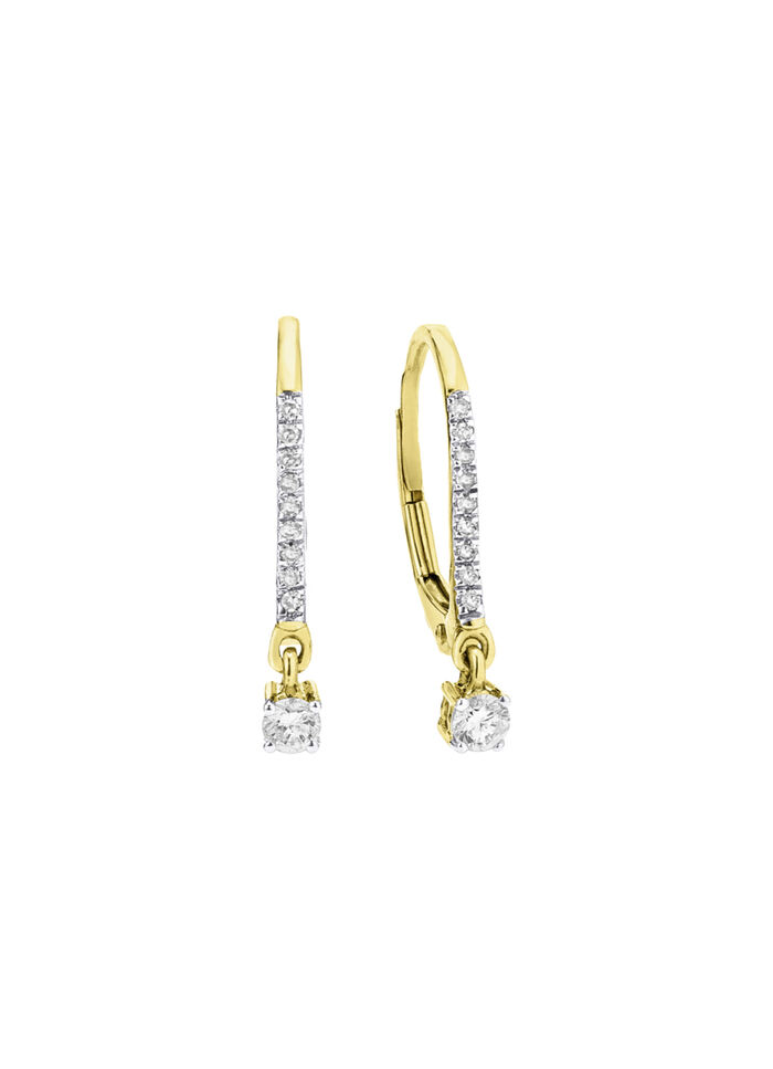 Elegante oorbellen met 2 briljant geslepen diamanten en 18 diamanten 