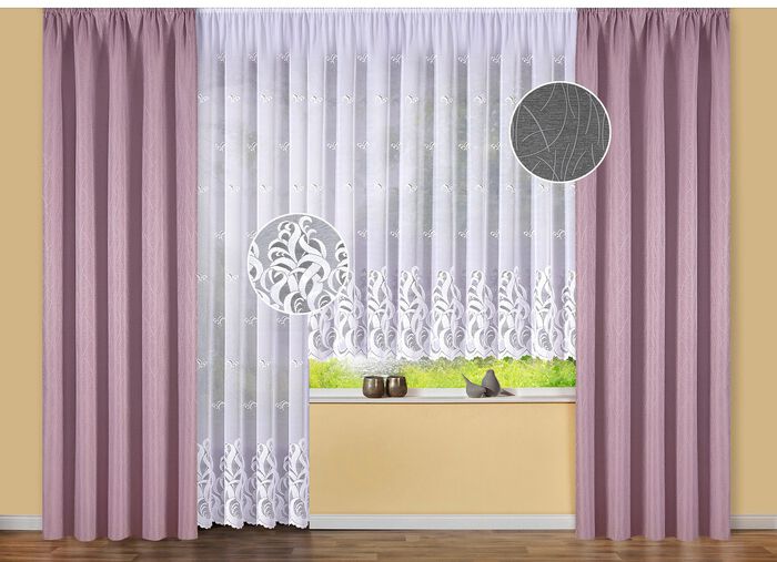 Lange venstervitrage met universele railband 